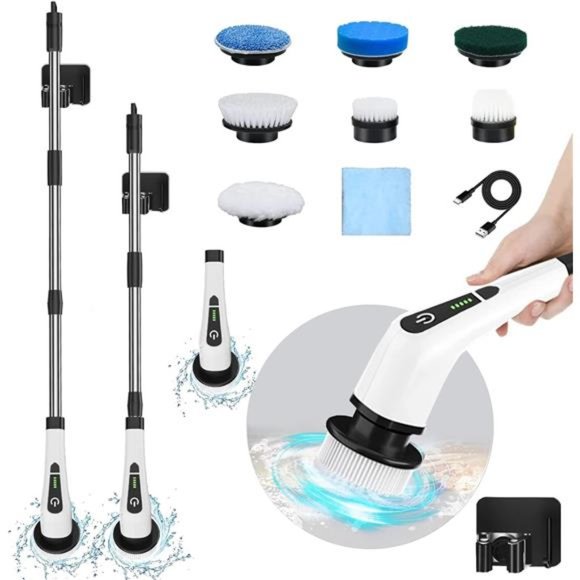 Electric Spin Scrubber,Cordless CleaningBrush with 7Replaceable Drill BrushHeads - Picture 1 of 7